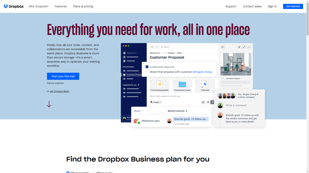 dropbox file sharing software